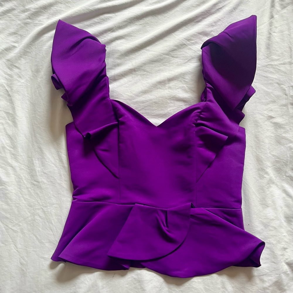 Express Vibrant Purple Ruffle Peplum Top